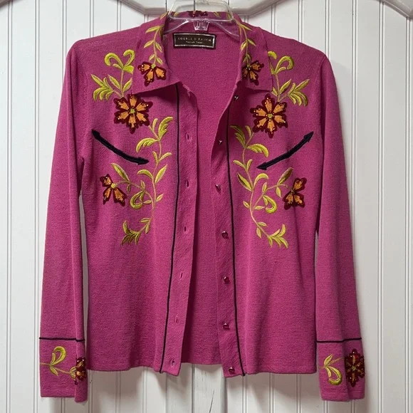 Double D Ranch Yoakum Texas Cardigan Sweater M Western - Picture 1 of 9